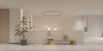 现代奶油风楼梯间3D模型下载